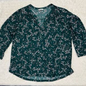 H&M Teal Floral Blouse